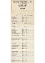 1951 Chevrolet Acc Price List