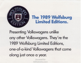 1989 VW Wolfsburg Editions V1