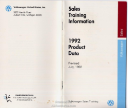 1992 VW Product Data Booklet
