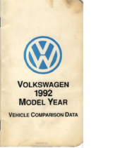 1992 VW Vehicle Comparison Data