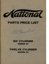 1917 National PARTS PRICE LIST
