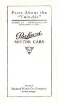 1920 Packard Twin Six Facts Booklet
