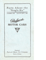 1921 Packard Single Six Facts Booklet