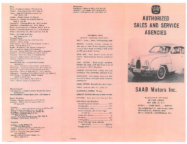 1961 Saab Authorized Sales & Service Outlets
