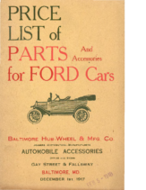 1917 Baltimore Hub-Wheel Ford Parts List