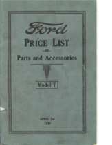 1919 Ford Model T Parts List (Apr)