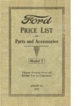 1919 Ford Model T Parts List (Aug)