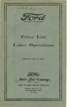 1923 Ford Labor Price List