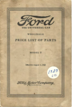 1923 Ford Wholesale Parts List (Aug)