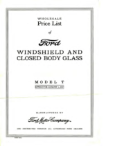 1924 Ford Wholesale Glass Price List