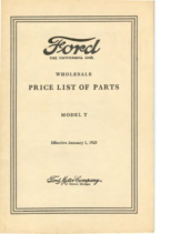 1925 Ford Wholesale Parts List (Jan)