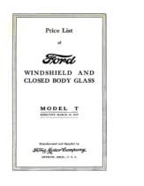 1927 Ford Windshield & Closed Body Glass Price List (Mar)