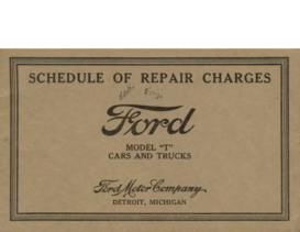 1930 Ford Schedule Of Repair Charges