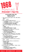 1968 Pontiac Pocket Facts Sheet