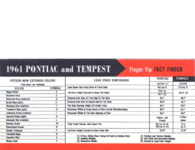 1961 Pontiac Fingertip Fact Finder Booklet