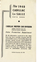 1940 Cadillac LaSalle Data Book