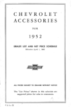 1952 Chevrolet Accessories – Price List