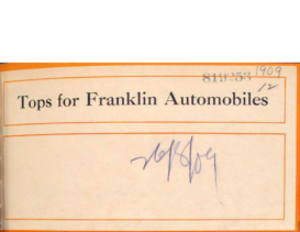 1909 Franklin Tops Catalog