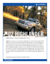 2002 Toyota Highlander Specs