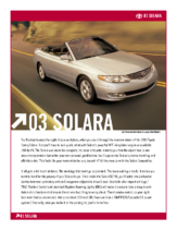 2003 Toyota Solara Specs