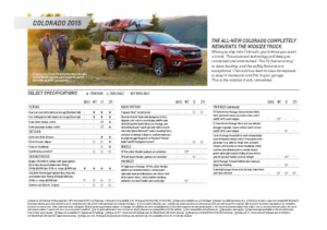 2015 Chevrolet Colorado Spec Sheet