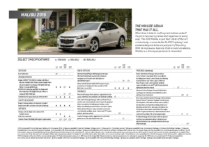 2015 Chevrolet Malibu Spec Sheet