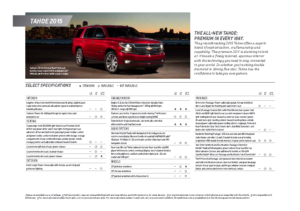 2015 Chevrolet Tahoe Spec Sheet
