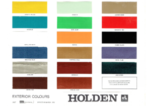 1976 Holden HX A627 Colour Sheet AUS