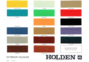 1976 Holden HX A628 Colour Sheet AUS