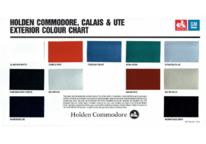 1993 Holden VR Exterior Colour Chart AUS