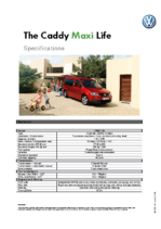 2008 VW Caddy Maxi Life Specifications AUS