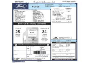 2011 Ford Focus Sedan SES Sticker