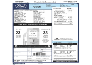 2011 Ford Fusion SE Sticker