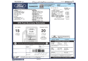 2011 Ford Ranger Sport 4×2 Sticker