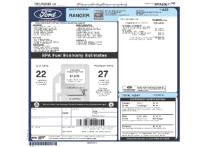 2011 Ford Ranger XL 4×2 Sticker