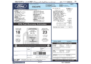 2012 Ford Escape Ltd 4×4 Sticker