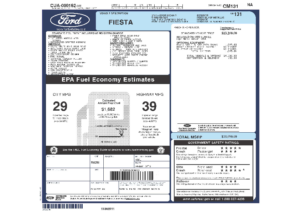 2012 Ford Fiesta S Sedan Sticker