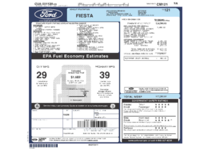 2012 Ford Fiesta SE Sedan Sticker