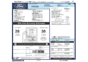 2012 Ford Focus Sedan SE Sticker