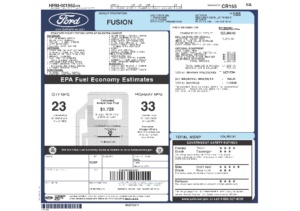 2012 Ford Fusion SEL Sticker