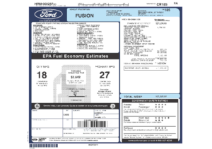 2012 Ford Fusion Sport Sticker