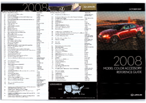 2008 Lexus Model Color Accessory Reference Guide