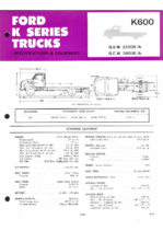 1968 Ford K600 Data Sheet (Aus)